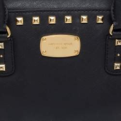 Pre Owned MICHAEL Michael Kors Black Leather Studded Sandrine Satchel