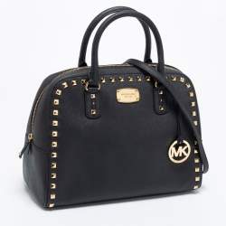 Pre Owned MICHAEL Michael Kors Black Leather Studded Sandrine Satchel