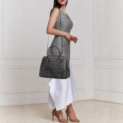 Pre Owned MICHAEL Michael Kors Black Leather Studded Sandrine Satchel
