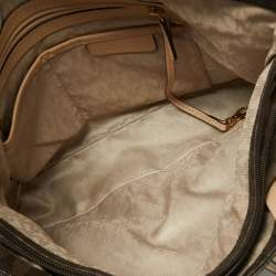 Pre Owned MICHAEL Michael Kors Brown/Beige Signature Coated Canvas and Leather Jet Set Tote