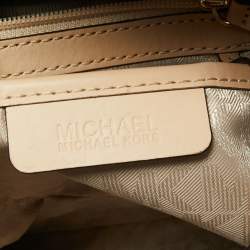 Pre Owned MICHAEL Michael Kors Brown/Beige Signature Coated Canvas and Leather Jet Set Tote