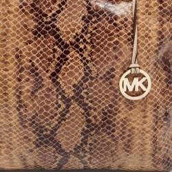 مملوكة مسبقًا حقيبة يد توتس مايكل مايكل كورس نورث ساوث سويدي نقشة الثعبان بيج/بني
