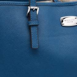 Pre Owned حقيبة يد توتس مايكل مايكل كورس جيت سيت جلد أزرق كبيرة