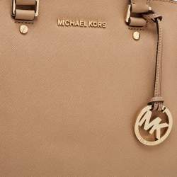 Pre Owned حقيبة ساتشل مايكل مايكل كورس جلد بيج بسحاب