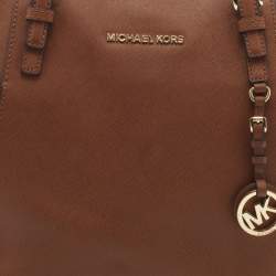 Pre Owned MICHAEL Michael Kors Caramel Leather Top-zip Jet Set Tote