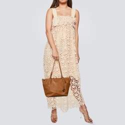 Pre Owned MICHAEL Michael Kors Caramel Leather Top-zip Jet Set Tote