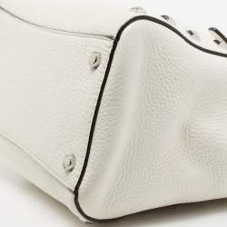 Pre Owned MICHAEL Michael Kors White Leather Studded Ciara Satchel