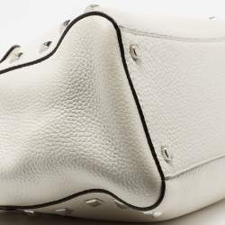 Pre Owned MICHAEL Michael Kors White Leather Studded Ciara Satchel
