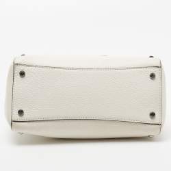 Pre Owned MICHAEL Michael Kors White Leather Studded Ciara Satchel