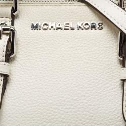 Pre Owned MICHAEL Michael Kors White Leather Studded Ciara Satchel
