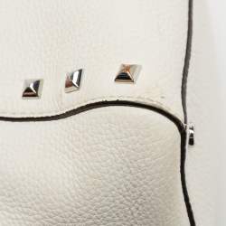 Pre Owned MICHAEL Michael Kors White Leather Studded Ciara Satchel