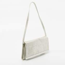 مملوكة مسبقًا MICHAEL Michael Kors Silver Lizard Embossed Leather Tilda Clutch Bag
