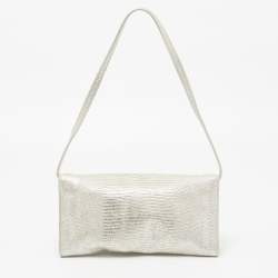 مملوكة مسبقًا MICHAEL Michael Kors Silver Lizard Embossed Leather Tilda Clutch Bag