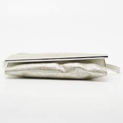 مملوكة مسبقًا MICHAEL Michael Kors Silver Lizard Embossed Leather Tilda Clutch Bag