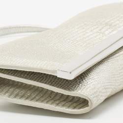 مملوكة مسبقًا MICHAEL Michael Kors Silver Lizard Embossed Leather Tilda Clutch Bag