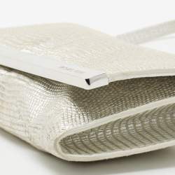 مملوكة مسبقًا MICHAEL Michael Kors Silver Lizard Embossed Leather Tilda Clutch Bag