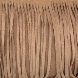 Pre Owned MICHAEL Michael Kors Beige Suede Fringe Billy Shoulder Bag