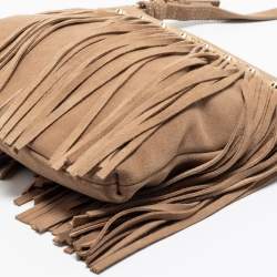 Pre Owned MICHAEL Michael Kors Beige Suede Fringe Billy Shoulder Bag