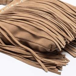 Pre Owned MICHAEL Michael Kors Beige Suede Fringe Billy Shoulder Bag