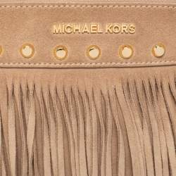 Pre Owned MICHAEL Michael Kors Beige Suede Fringe Billy Shoulder Bag