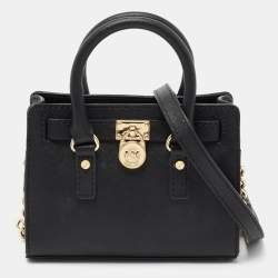 Pre Owned MICHAEL Michael Kors Black Saffiano Leather Mini Hamilton Crossbody Bag   