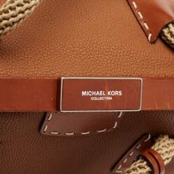 Pre Owned MICHAEL Michael Kors Brown Grained Leather Frame Satchel