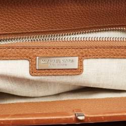 Pre Owned MICHAEL Michael Kors Brown Grained Leather Frame Satchel