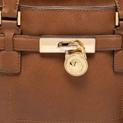 Pre Owned MICHAEL Michael Kors Brown Saffiano Leather Medium Hamilton Traveler Tote