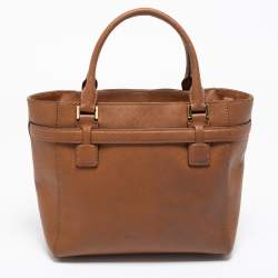 Pre Owned MICHAEL Michael Kors Brown Saffiano Leather Medium Hamilton Traveler Tote