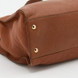 Pre Owned حقيبة يد مايكل مايكل كورس هاميلتون جلد بني مزينة بلوحة معدنية