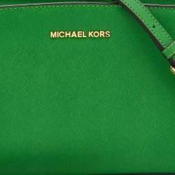 Pre Owned MICHAEL Michael Kors Green Saffiano Leather Selma Crossbody Bag