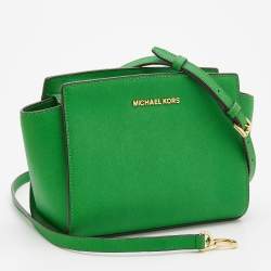 Pre Owned MICHAEL Michael Kors Green Saffiano Leather Selma Crossbody Bag