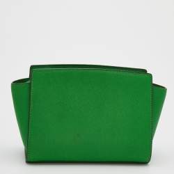 Pre Owned MICHAEL Michael Kors Green Saffiano Leather Selma Crossbody Bag