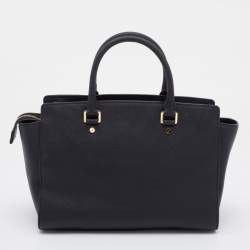 Pre Owned MICHAEL Michael Kors Black Leather Large Selma Tote