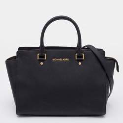 Pre Owned MICHAEL Michael Kors Black Leather Large Selma Tote