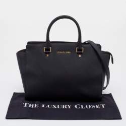 Pre Owned MICHAEL Michael Kors Black Leather Large Selma Tote