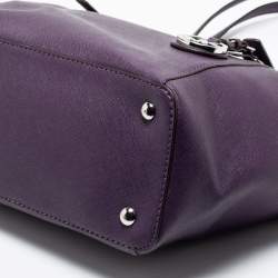 Pre Owned حقيبة يد توتس مايكل مايكل كورس جيت سيت جلد بنفسجي سحاب علوي متوسطة