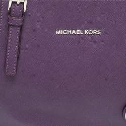 Pre Owned حقيبة يد توتس مايكل مايكل كورس جيت سيت جلد بنفسجي سحاب علوي متوسطة