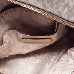 Pre Owned MICHAEL Michael Kors Brown/Beige Signature Coated Canvas and Leather Grayson Boston Bag