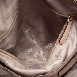 Pre Owned MICHAEL Michael Kors Brown/Beige Signature Coated Canvas and Leather Grayson Boston Bag