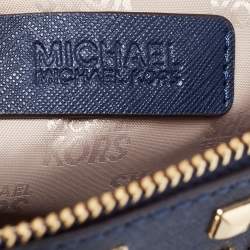 Pre Owned MICHAEL Michael Kors Navy Blue Leather Studded Ciara Satchel