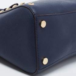 Pre Owned MICHAEL Michael Kors Navy Blue Leather Studded Ciara Satchel