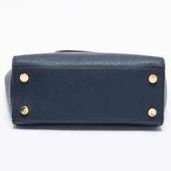Pre Owned MICHAEL Michael Kors Navy Blue Leather Medium Selma Satchel