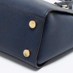 Pre Owned MICHAEL Michael Kors Navy Blue Leather Medium Selma Satchel