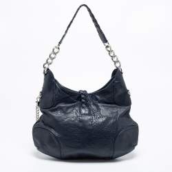 مملوكة مسبقًا MICHAEL Michael Kors Navy Blue Leather Braided Flap Hobo