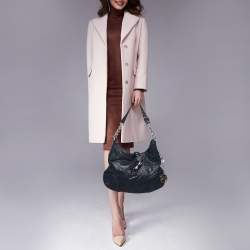 مملوكة مسبقًا MICHAEL Michael Kors Navy Blue Leather Braided Flap Hobo