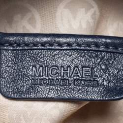 مملوكة مسبقًا MICHAEL Michael Kors Navy Blue Leather Braided Flap Hobo