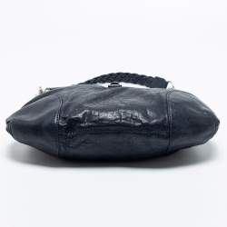 مملوكة مسبقًا MICHAEL Michael Kors Navy Blue Leather Braided Flap Hobo