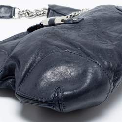 مملوكة مسبقًا MICHAEL Michael Kors Navy Blue Leather Braided Flap Hobo