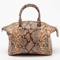 Pre Owned حقبية ساتشل مايكل مايكل كورس جلد نقش ثعبان بيج / بني 